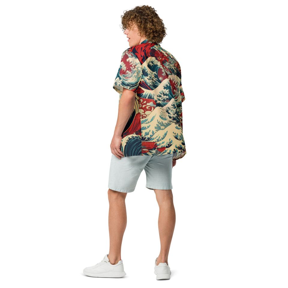 Premium Lightweight Button-Up Shirt "Red Horizon"