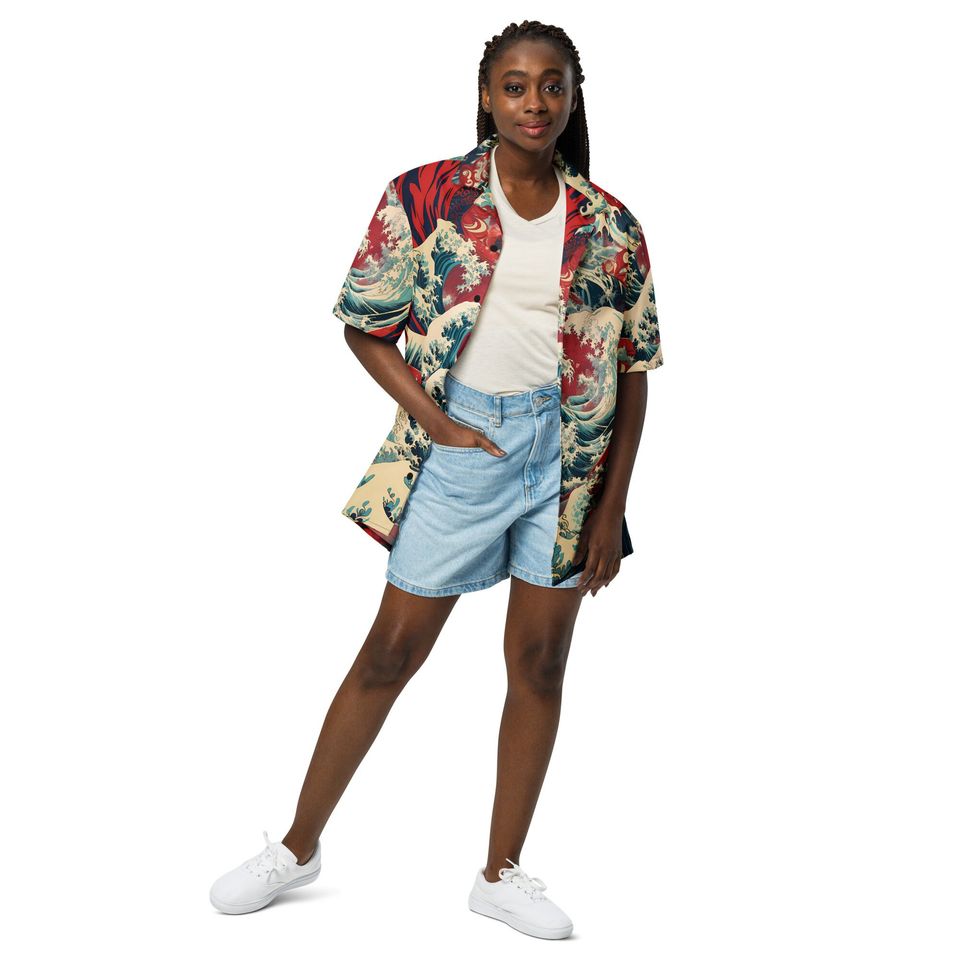 Premium Lightweight Button-Up Shirt "Red Horizon"