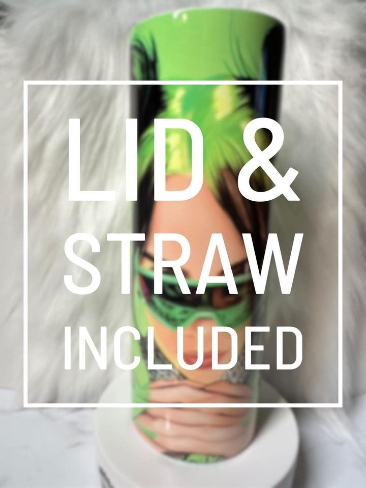 Billie Eilish Tumbler with Lid and Straw 20oz