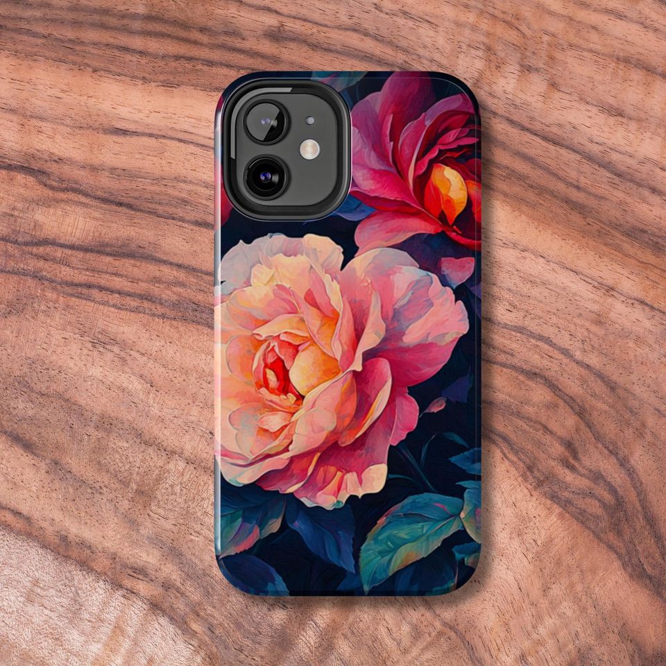 Floral iPhone Case for iPhone 16 with Peony Design Pink Accent Phone Protector Gift Set