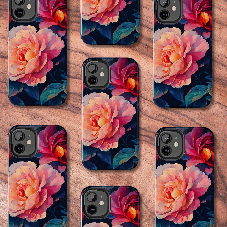 Floral iPhone Case for iPhone 16 with Peony Design Pink Accent Phone Protector Gift Set