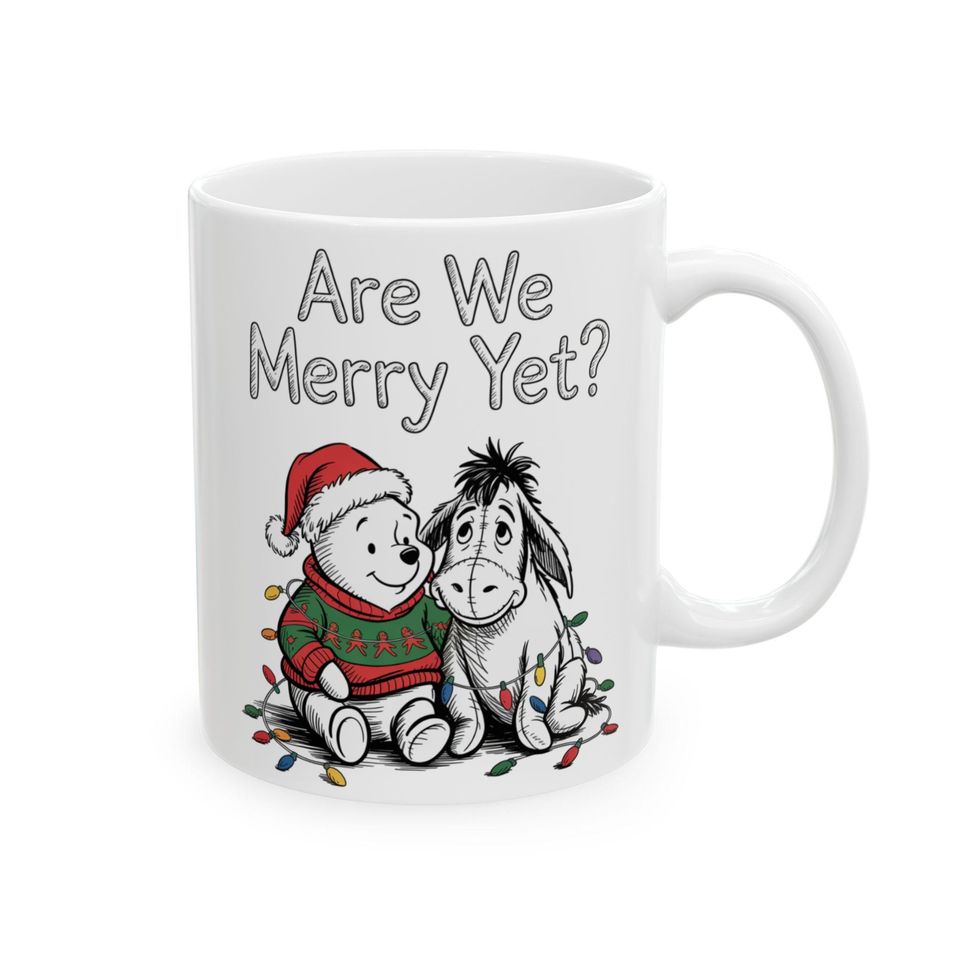 Are We Merry Yet? Mug  Classic Winnie-the-Pooh and Eeyore Christmas Cup