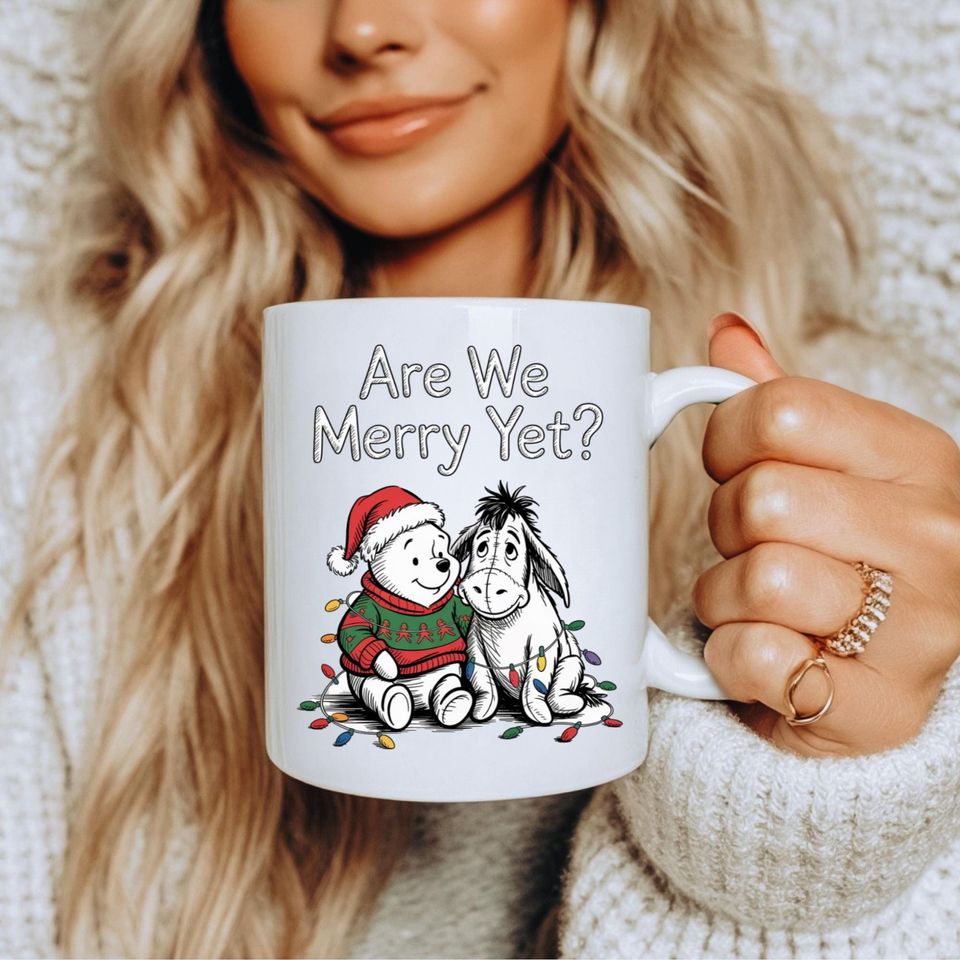 Are We Merry Yet? Mug  Classic Winnie-the-Pooh and Eeyore Christmas Cup