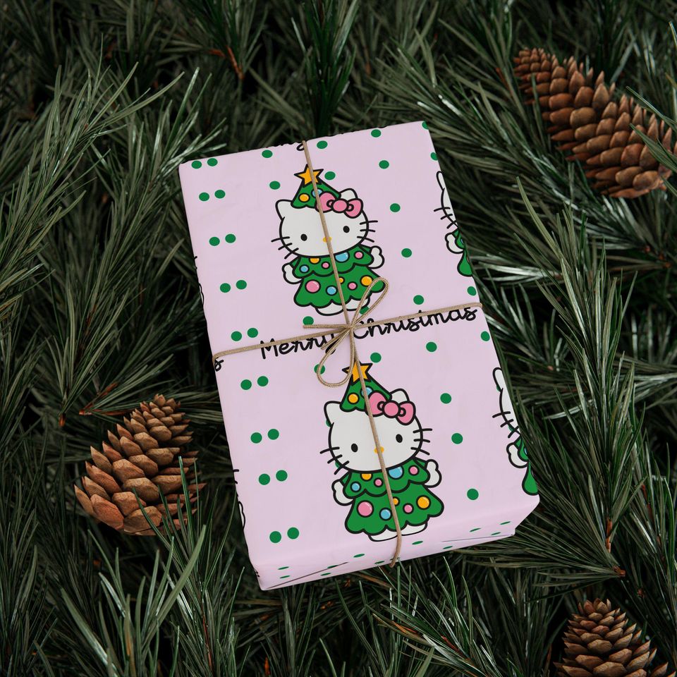 Hello Kitty Christmas Tree Wrapping Paper | Holiday Gift Wrap Roll