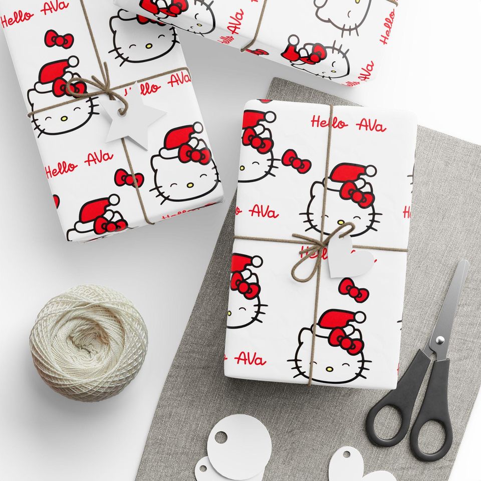 Hello Kitty  Pattern Wrapping Paper | Cute Cat Hawaiian Gift Wrap
