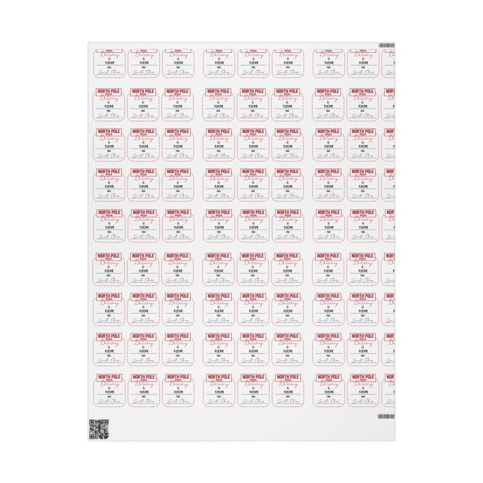 North Pole Shipping Label Wrapping Paper, Holiday Labels Pattern