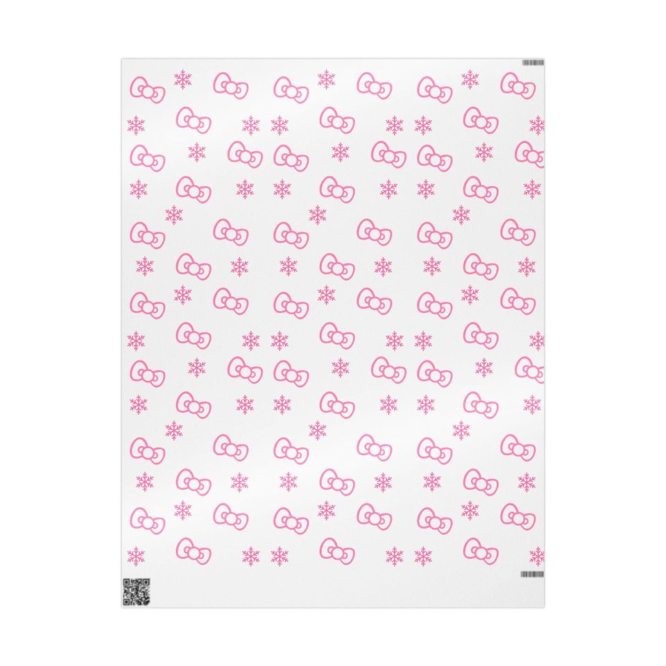 Hello Kitty Bow & Snowflakes Wrapping Paper | Holiday Floral Pattern