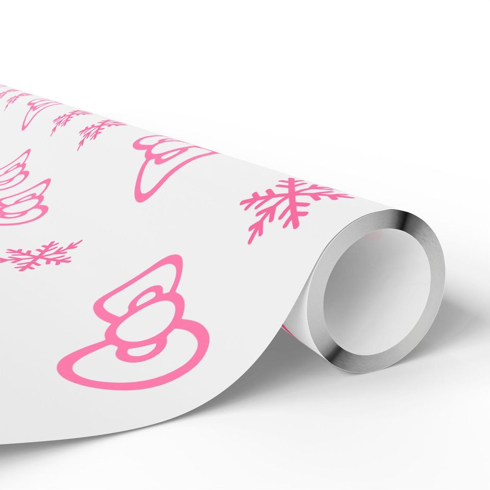 Hello Kitty Bow & Snowflakes Wrapping Paper | Holiday Floral Pattern