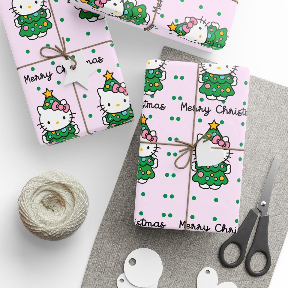 Hello Kitty Christmas Tree Wrapping Paper | Holiday Gift Wrap Roll
