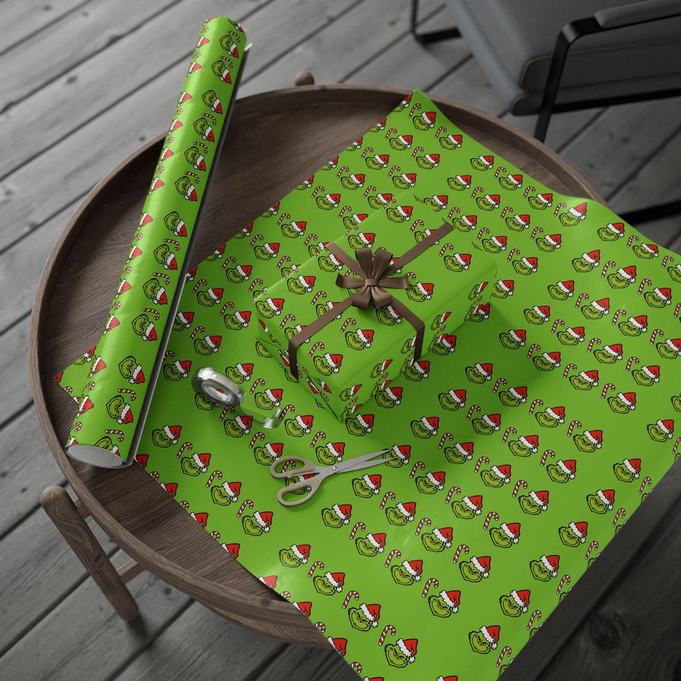 funny character Faces and Candy Canes Wrapping Papers | Christmas Pattern Roll