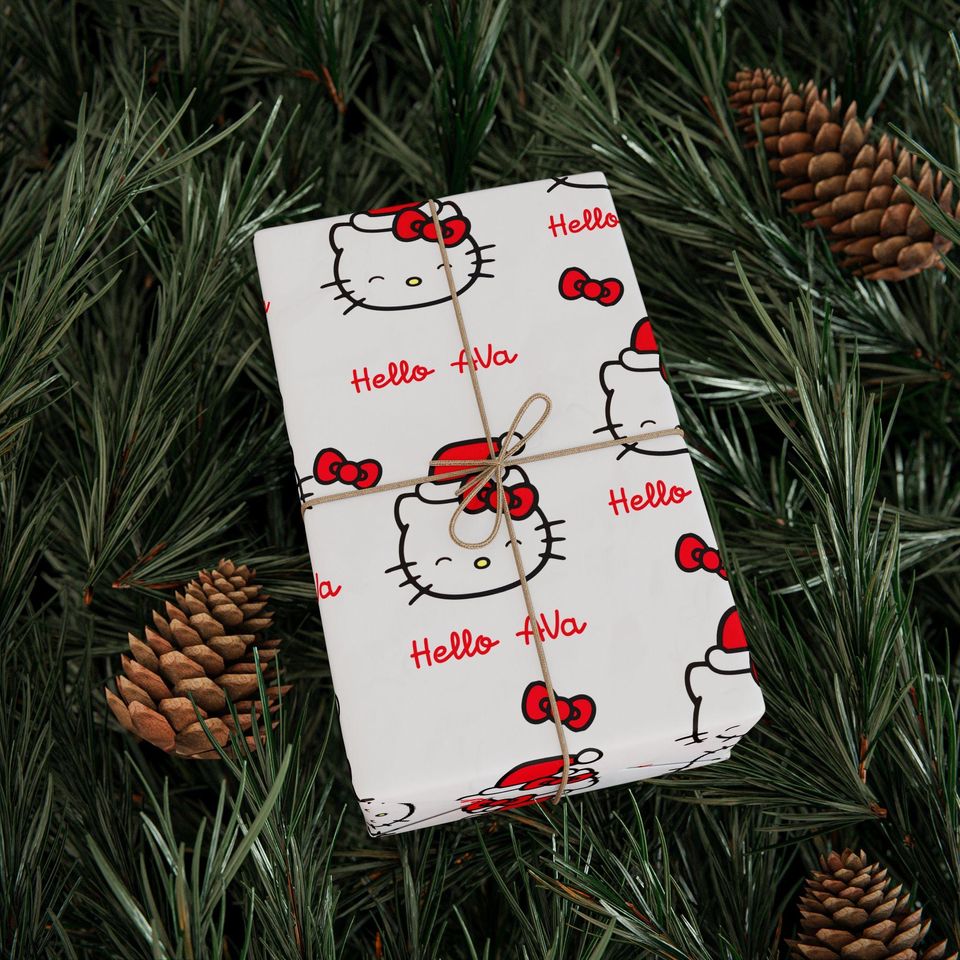 Hello Kitty  Pattern Wrapping Paper | Cute Cat Hawaiian Gift Wrap