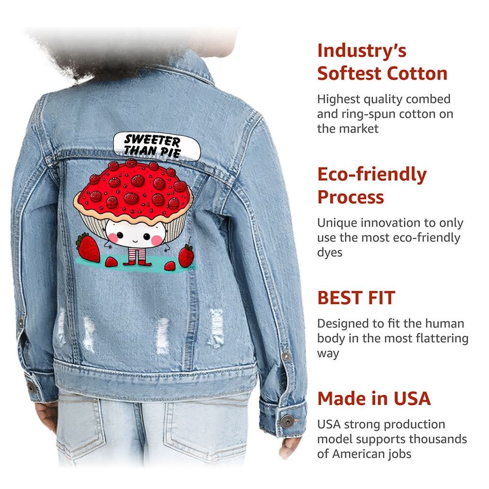 Dessert Toddler Denim Jacket - Cartoon Jean Jacket - Cute Kawaii Denim Jacket for Women