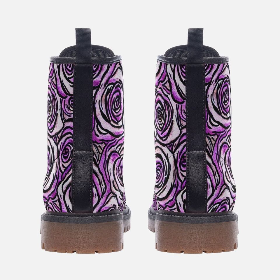 Purple Rose Leather Casual Boots