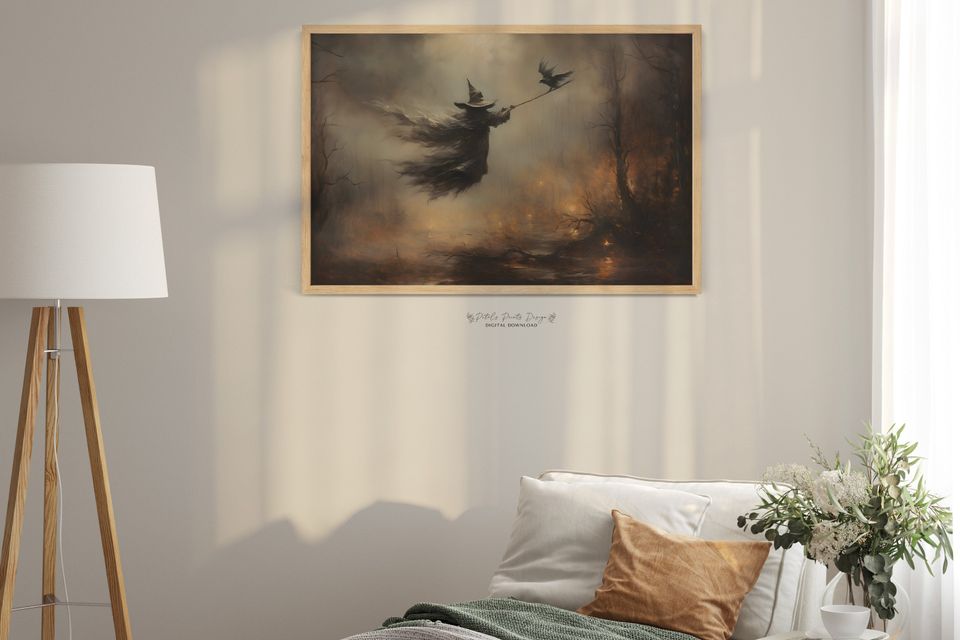 Witchy Decor Halloween Wall Art Printable Vintage Witch Halloween Rustic Halloween Decor
