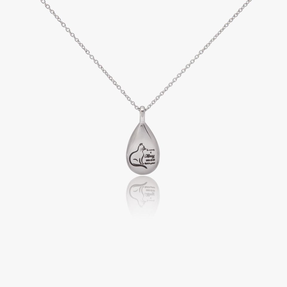 Teardrop Pet Urn Necklace with Paw Print Locket for Mothers Day