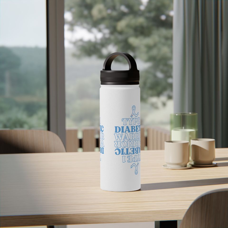 Type 1 diabetes, type 1 warrior, Stainless Steel Water Bottle, Handle Lid