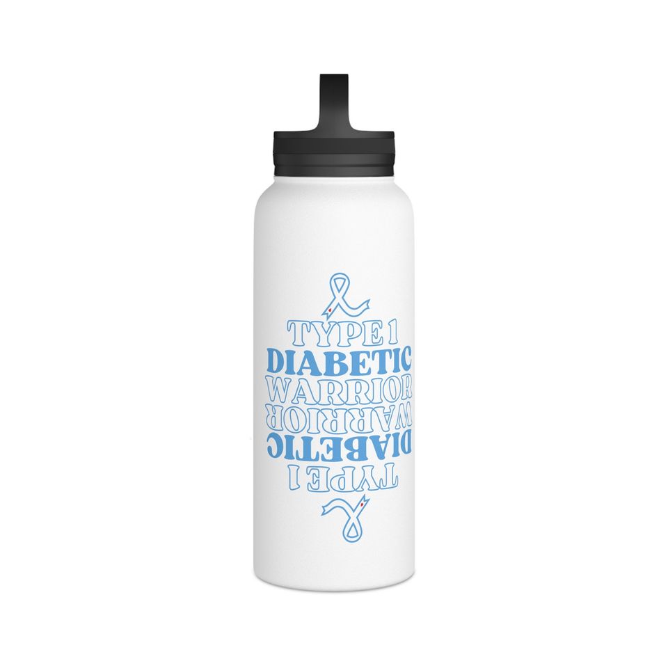 Type 1 diabetes, type 1 warrior, Stainless Steel Water Bottle, Handle Lid