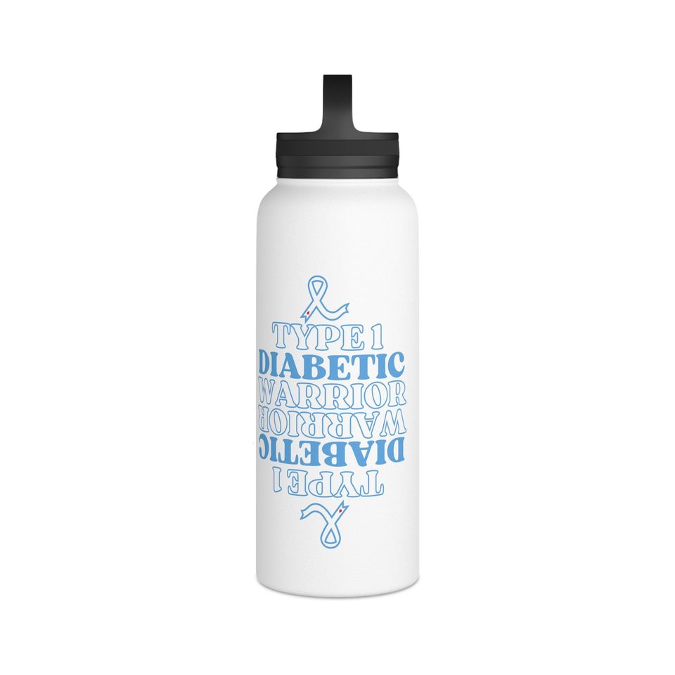 Type 1 diabetes, type 1 warrior, Stainless Steel Water Bottle, Handle Lid