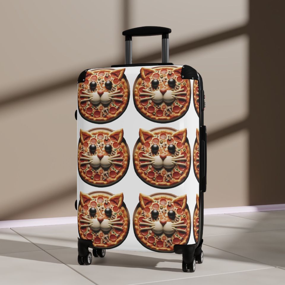 Cat Face Pizza Suitcase Luggage
