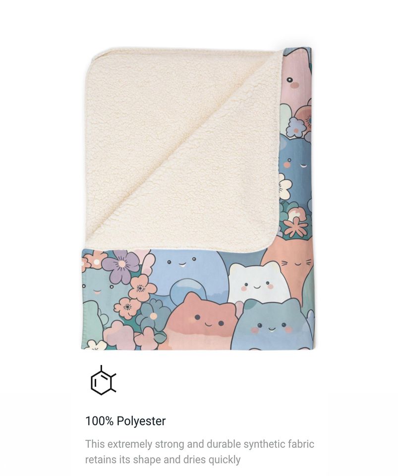 Kawaii Cat Sherpa Fleece Blanket