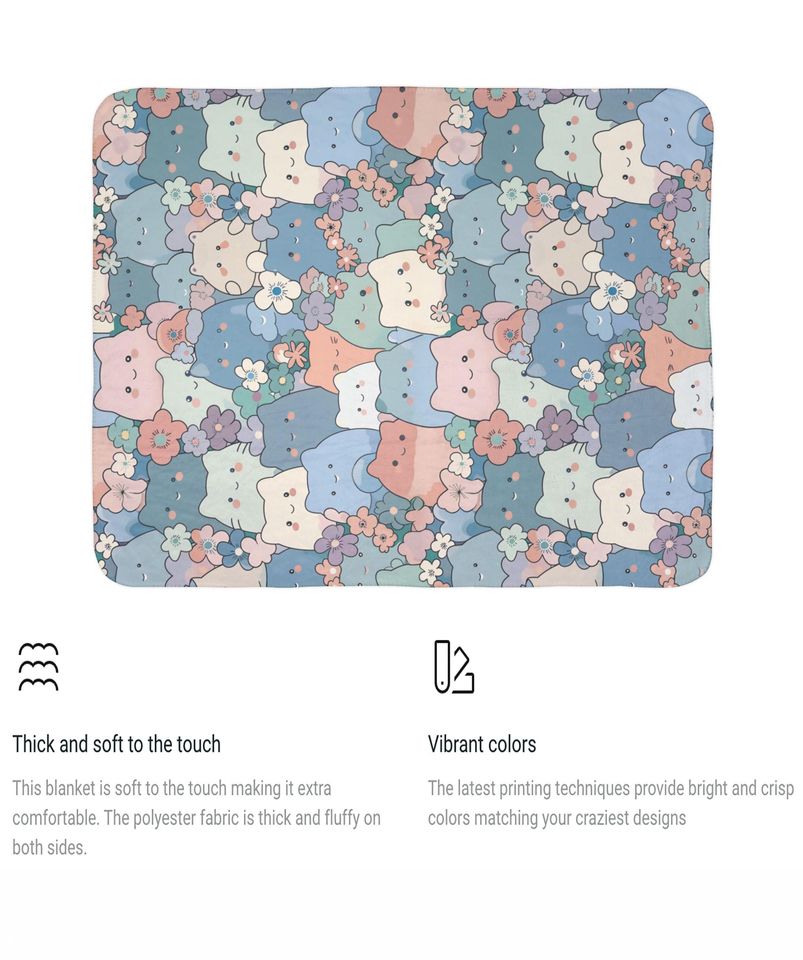 Kawaii Cat Sherpa Fleece Blanket