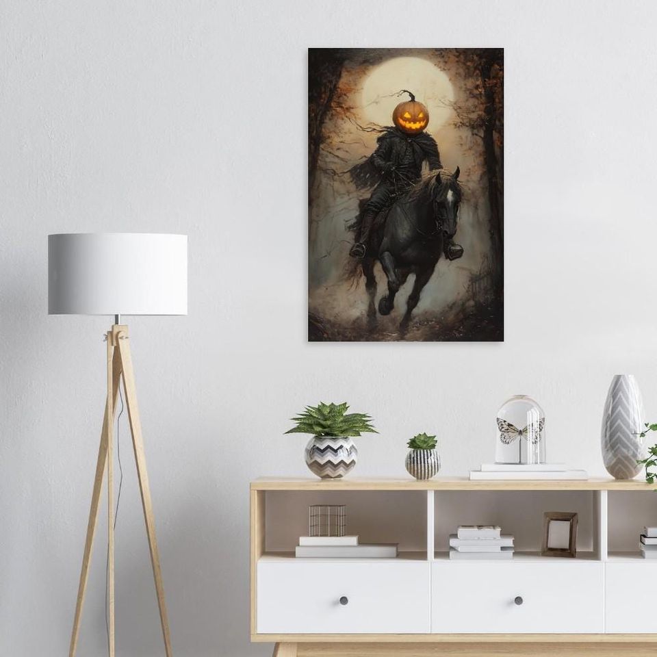 Headless Horseman Pumpkin Rider Poster | Gothic Halloween Decor