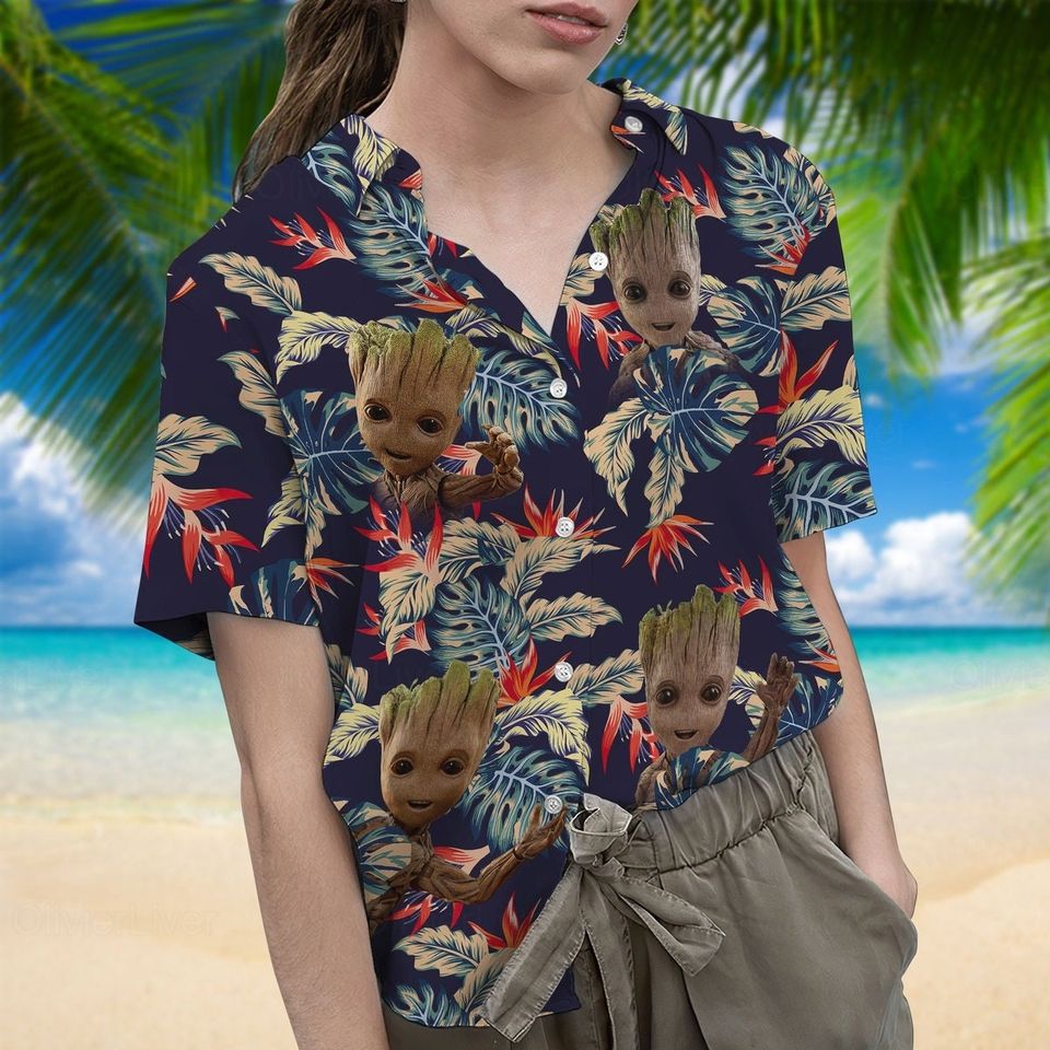 Groot Hawaiian Shirt, Groot Button Shirt, Groot Shirt, Groot Summer Shirt