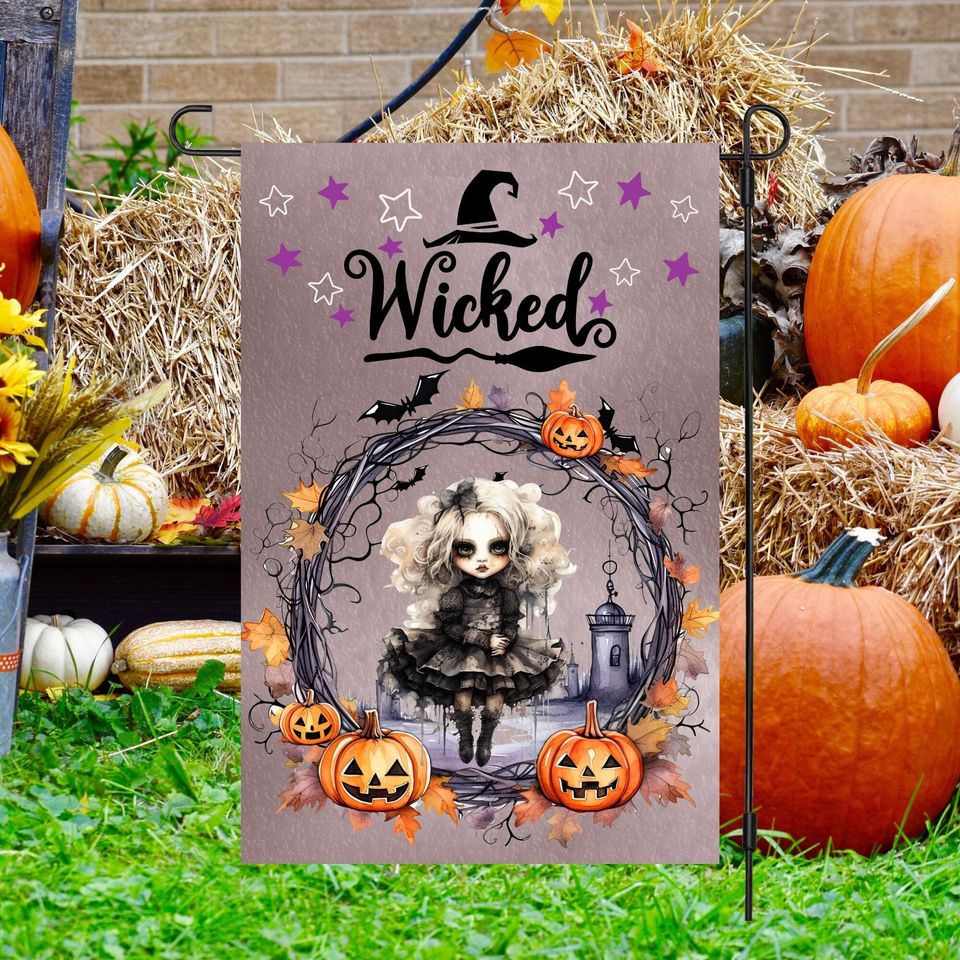Halloween Garden Flag Sublimation Design , Fall Flag
