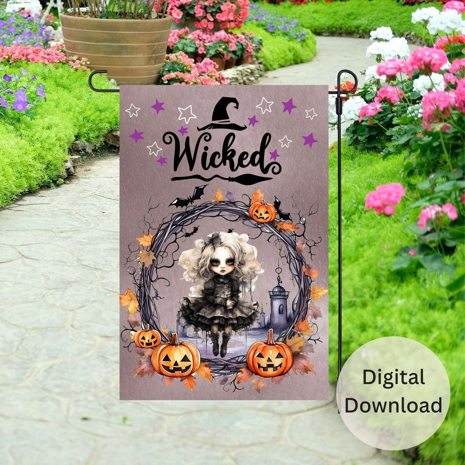 Halloween Garden Flag Sublimation Design , Fall Flag