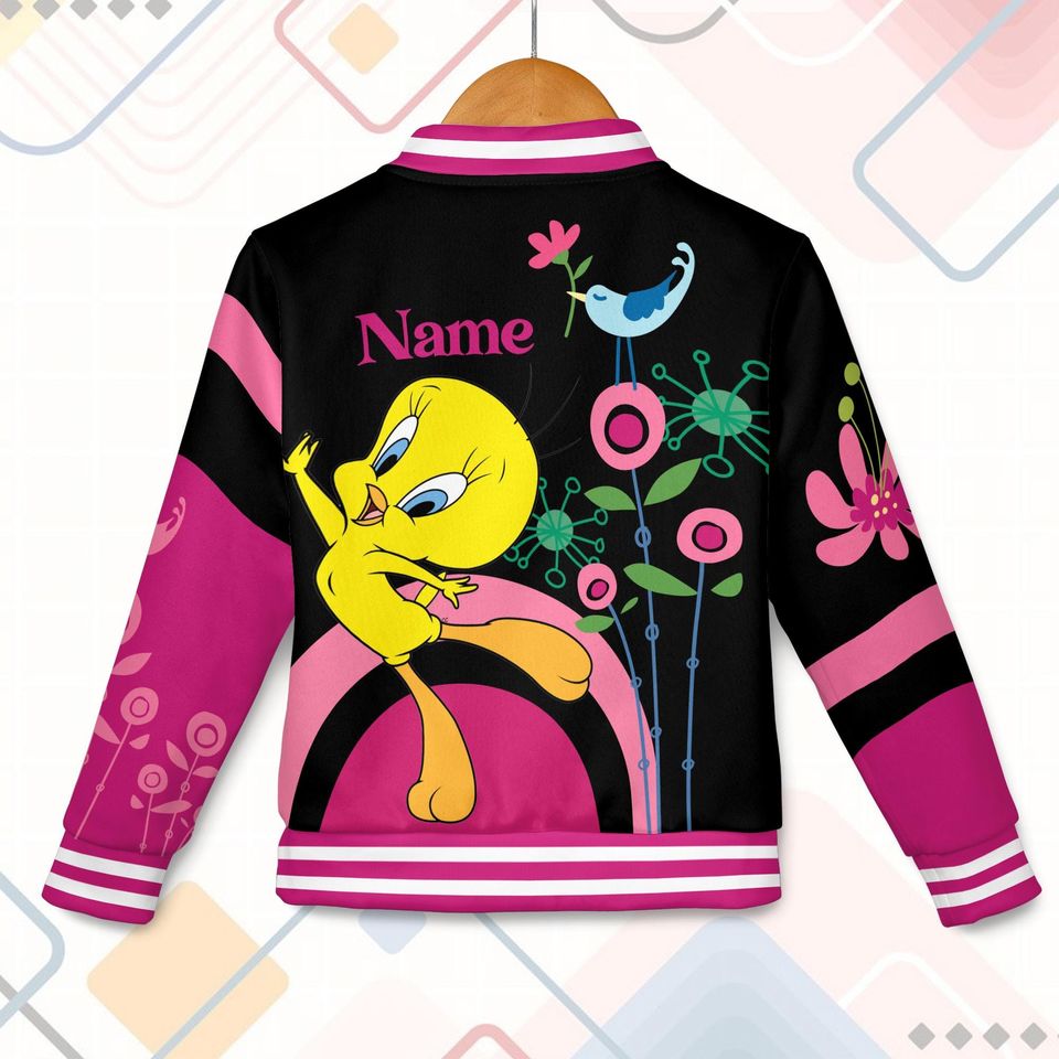 Custom Tweety Bird Varsity Jacket, Looney Tunes Baseball Jacket