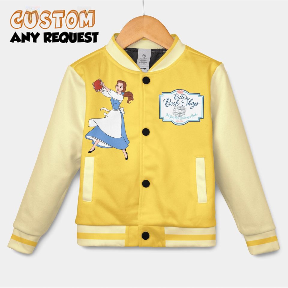 Retro Belle's Book Club  Varsity Jacket, PersonalizedTale As Old As Time Beauty And The Beast Baseball Jacket