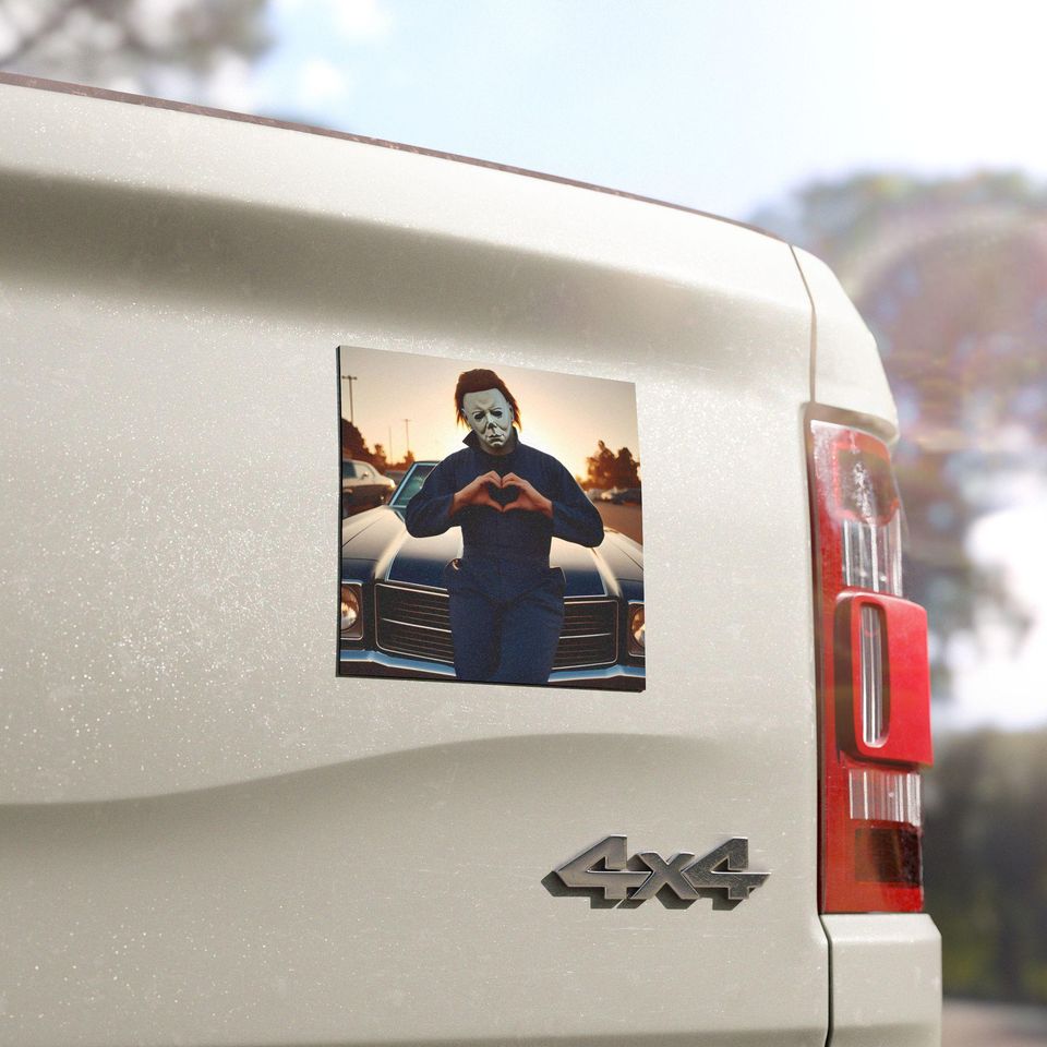 Custom Michael Myers Heart Hands Halloween Car Magnet