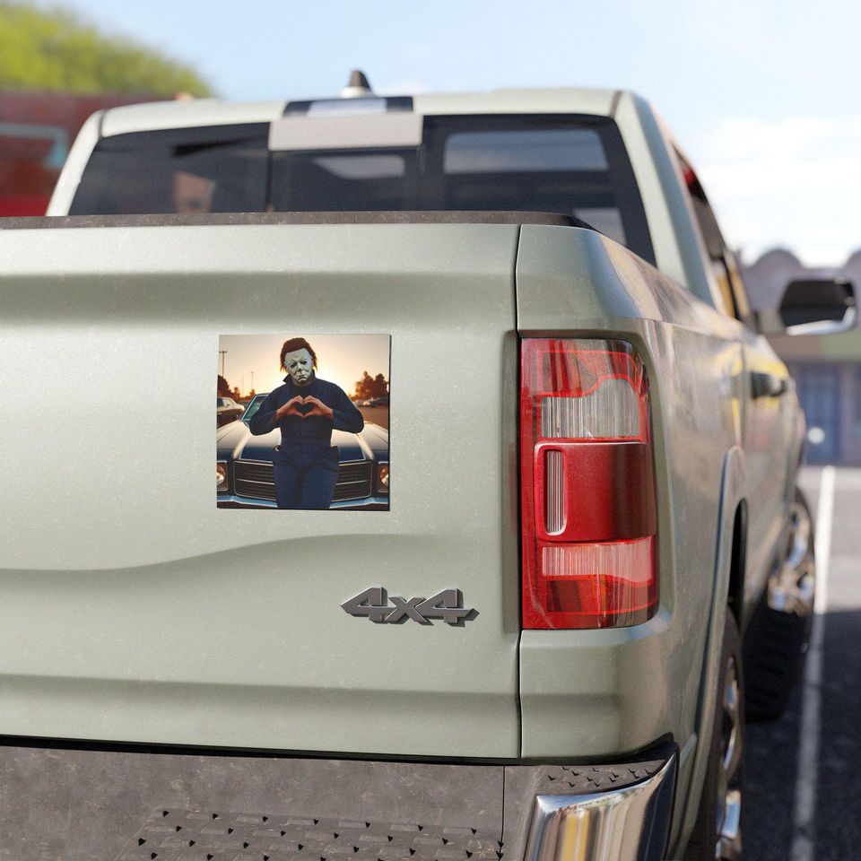 Custom Michael Myers Heart Hands Halloween Car Magnet