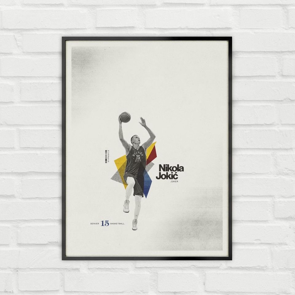 Nikola Jokic Poster Minimalist Basketball Wall Art for Fans