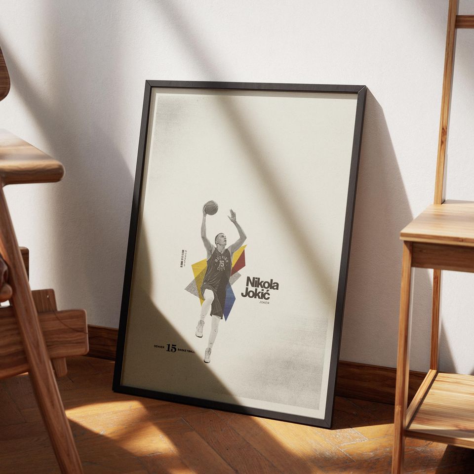 Nikola Jokic Poster Minimalist Basketball Wall Art for Fans