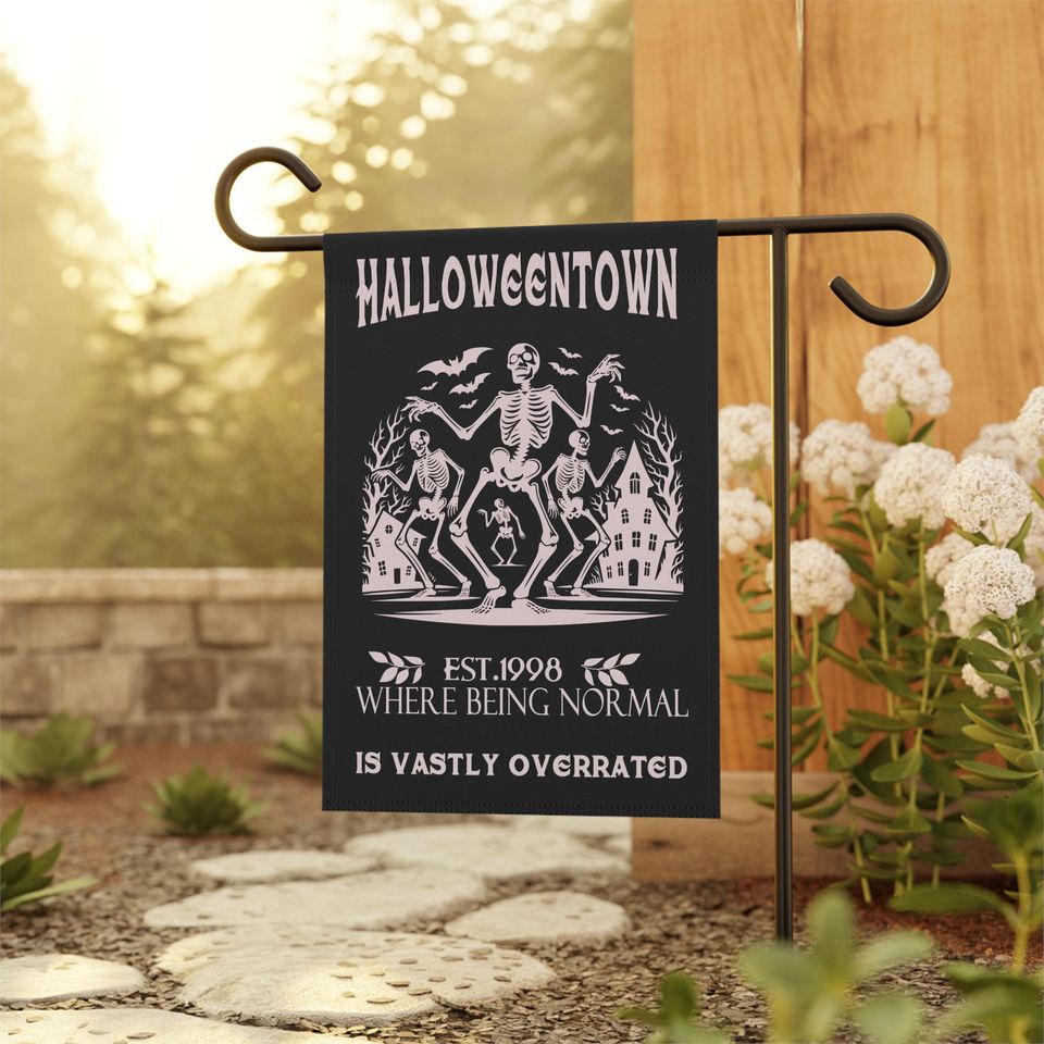Halloween Garden Flag Skeleton Yard Sign Halloweentown Funny