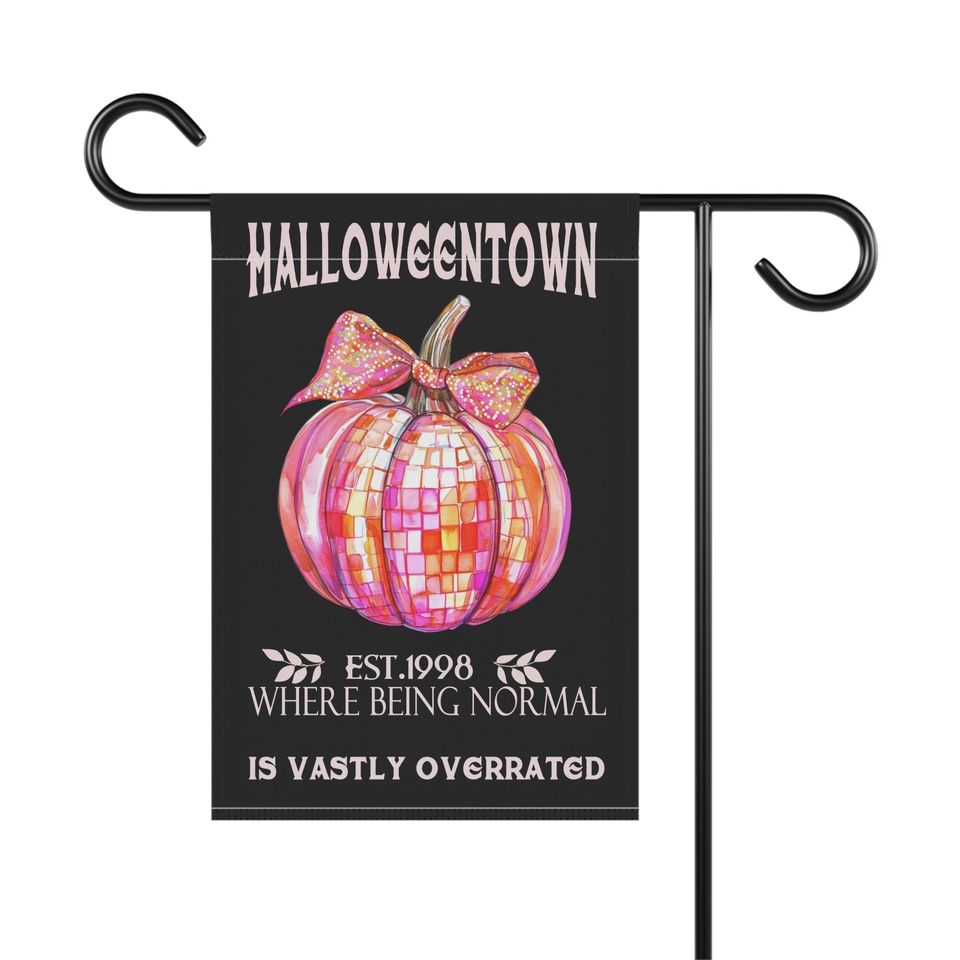 Halloween Garden Flag Pink Pumpkin  Halloweentown