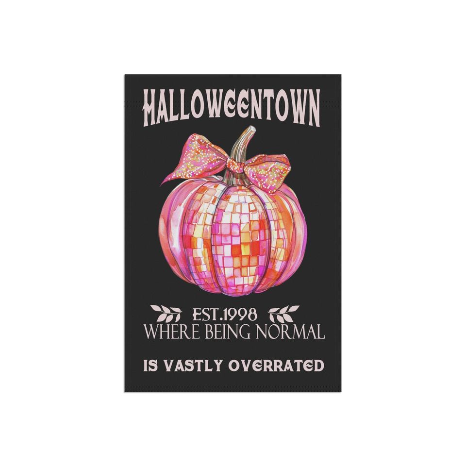 Halloween Garden Flag Pink Pumpkin  Halloweentown