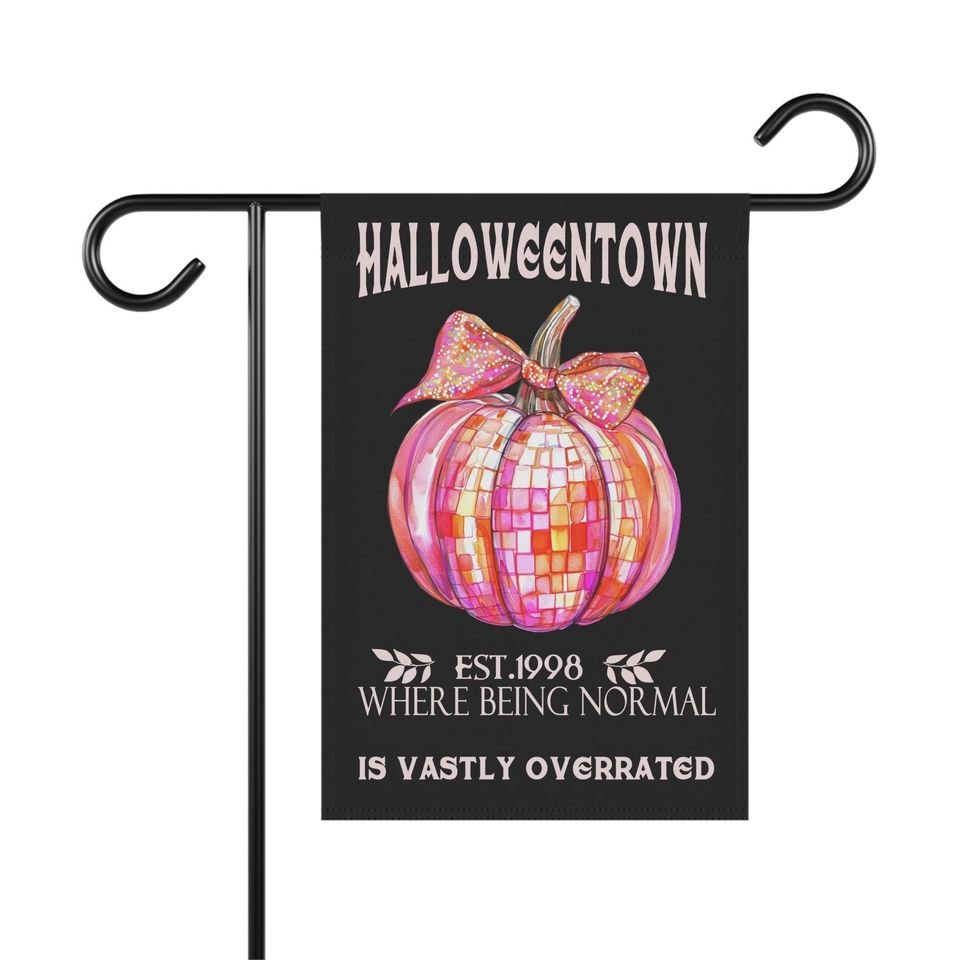 Halloween Garden Flag Pink Pumpkin  Halloweentown