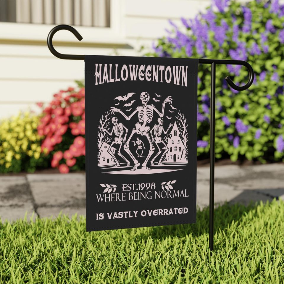 Halloween Garden Flag Skeleton Yard Sign Halloweentown Funny