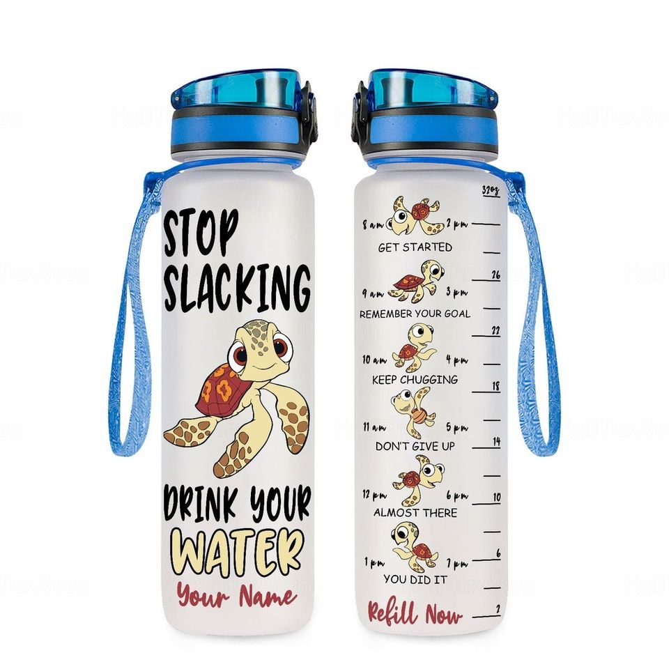 Squirt Finding Nemo Bottle, Disney Squirt Bottle, Turtle Name Water Bottle, Sea Turtle Water Bottle, Turtle Water Tracker Bottle