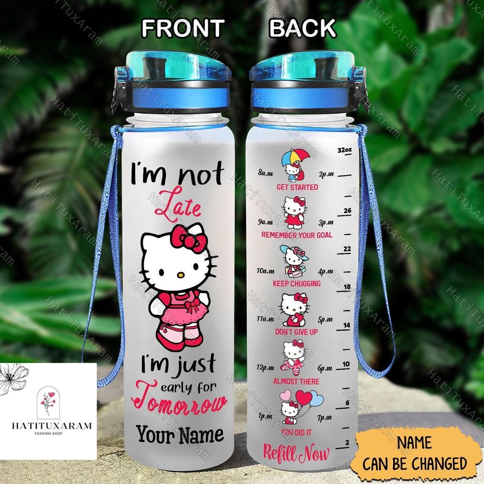 Halloween Kitty Cat Water Bottle, Hello Kitty Drink Bottle, Hello Kitty Fitness Bottle, Disneyland Bottle, Custom Name Bottle For Girls