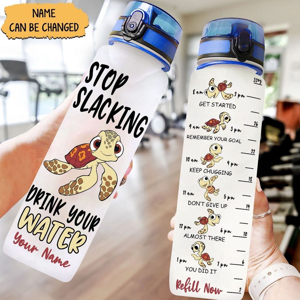 Squirt Finding Nemo Bottle, Disney Squirt Bottle, Turtle Name Water Bottle, Sea Turtle Water Bottle, Turtle Water Tracker Bottle