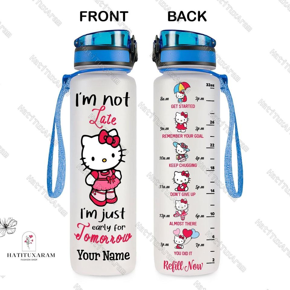 Halloween Kitty Cat Water Bottle, Hello Kitty Drink Bottle, Hello Kitty Fitness Bottle, Disneyland Bottle, Custom Name Bottle For Girls