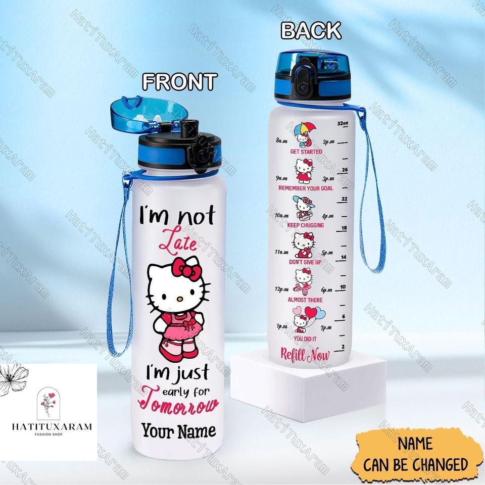 Halloween Kitty Cat Water Bottle, Hello Kitty Drink Bottle, Hello Kitty Fitness Bottle, Disneyland Bottle, Custom Name Bottle For Girls