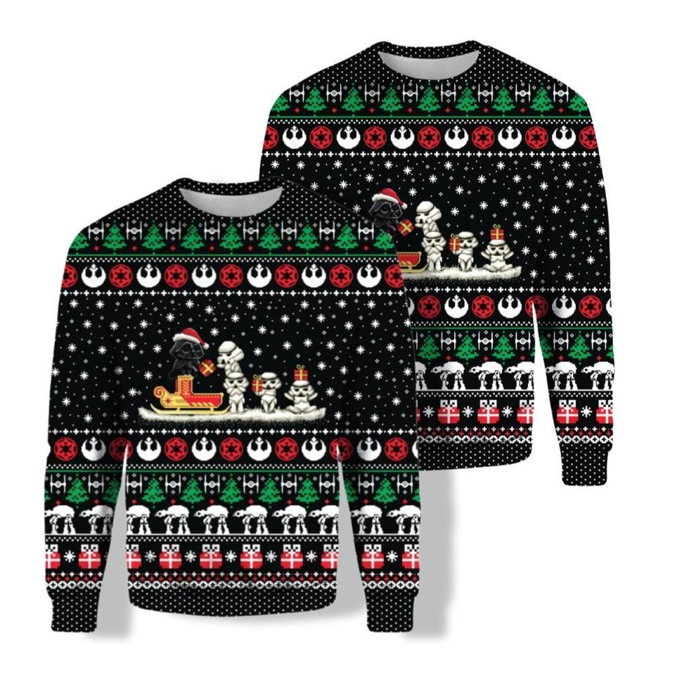 Darth Vader Stormtrooper Christmas Sweater, Disney Star Wars Ugly Sweater