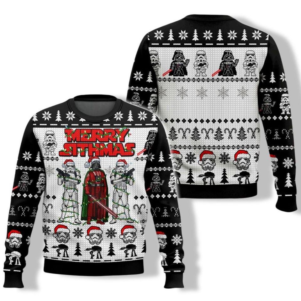 Darth Vader Stormtrooper Christmas Sweater, Disney Star Wars Ugly Sweater