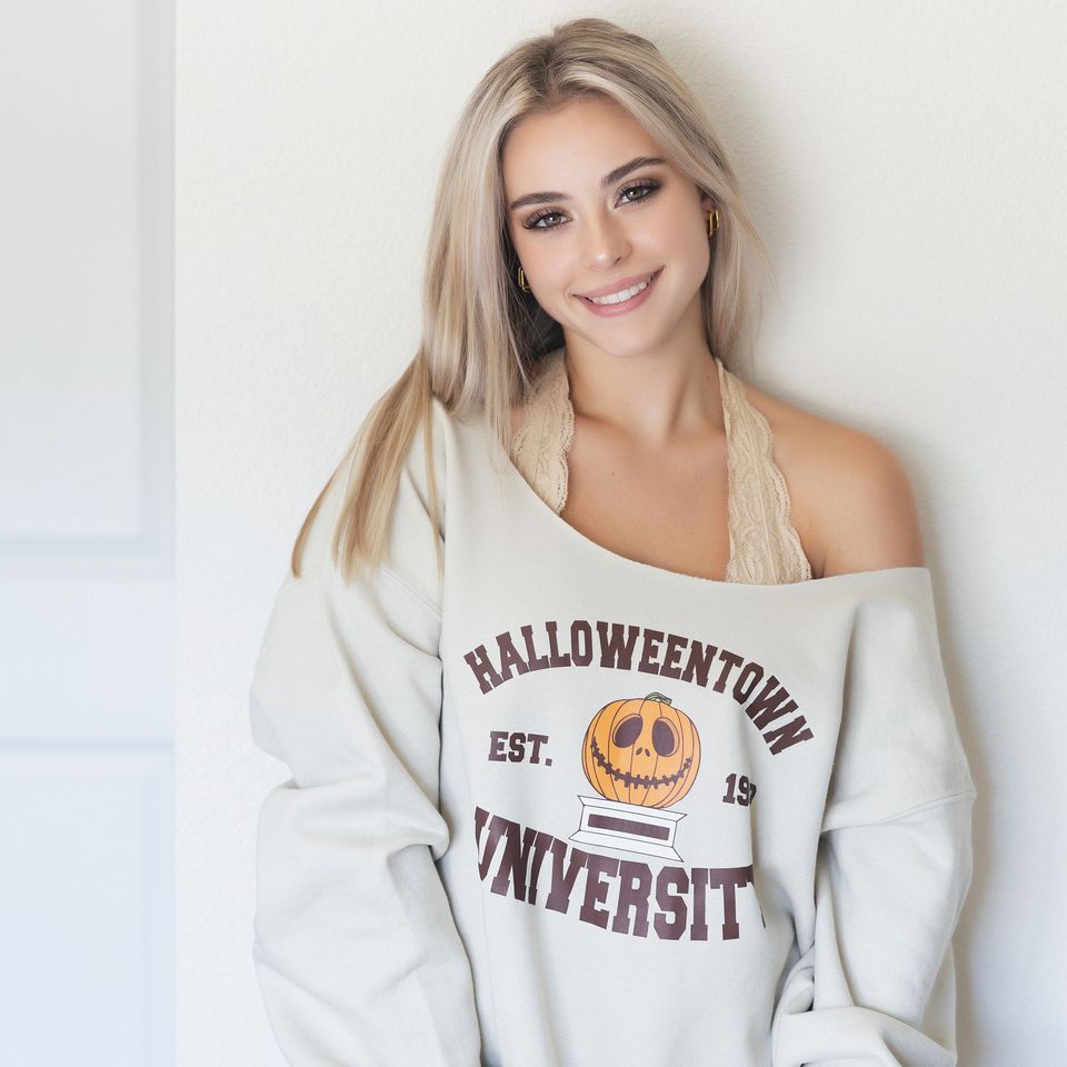 Halloween Off-Shoulder Oversized Women's Sweatshirt