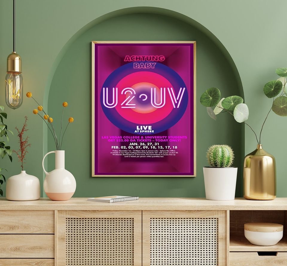 U2 UV Warning Baby Live At Sphere Tour 2024 Poster