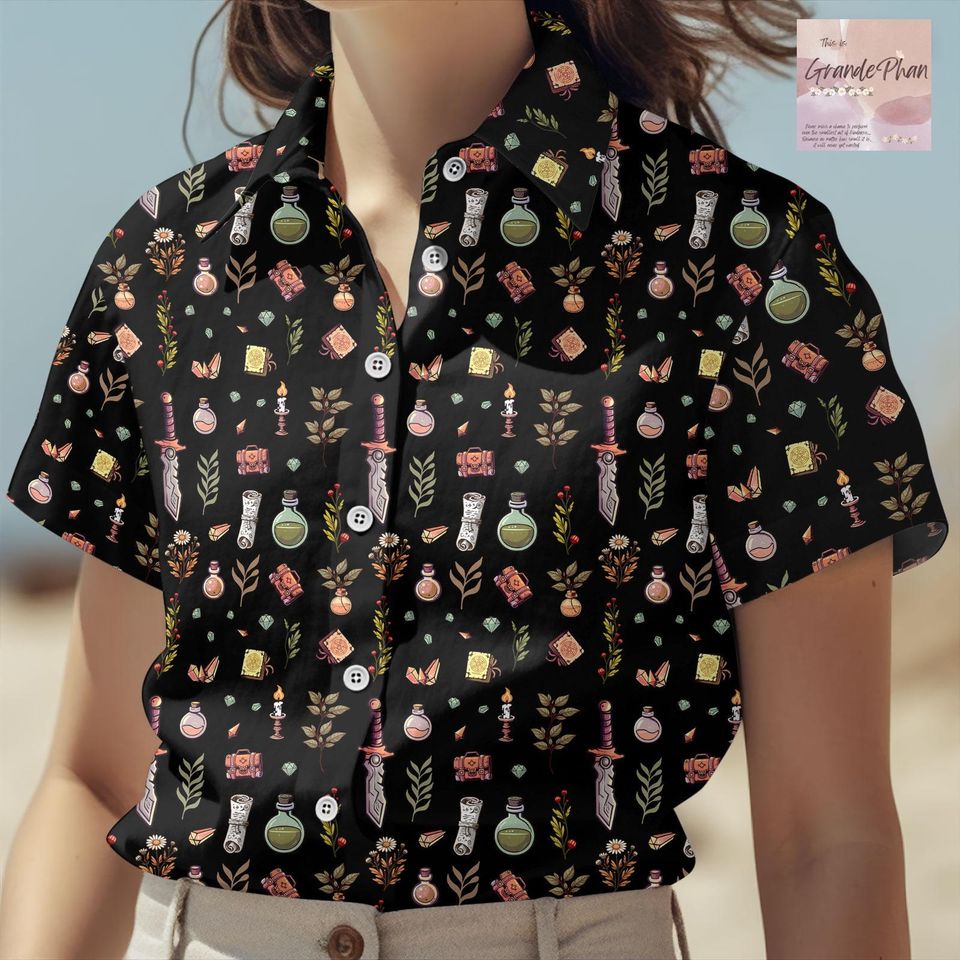 Dungeons & Dragons Spellcaster Hawaiian Button-Up Shirt for Men